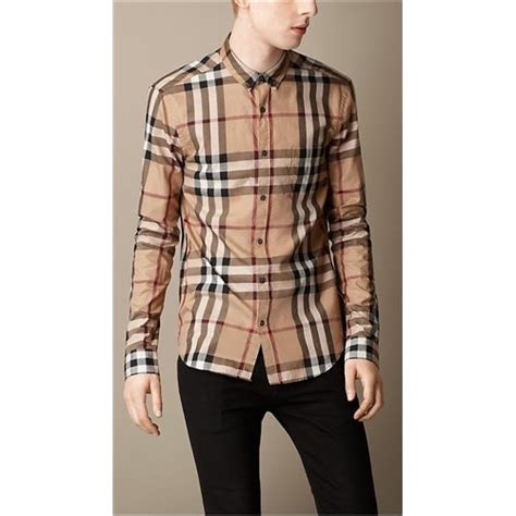 burberry brit men's cotton check button down shirt|burberry button up men's cheap.